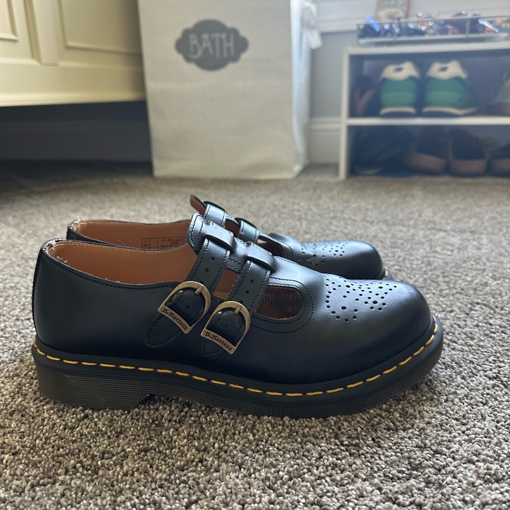 Dr. Martens Black Mary Janes with Double Buckle and Chunky Sole